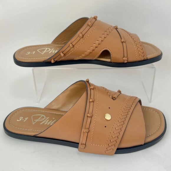 3•1 Phillip Lin Crossover Slides Brown Sandals with Leather Craft Size 41 US11 - Picture 5 of 11